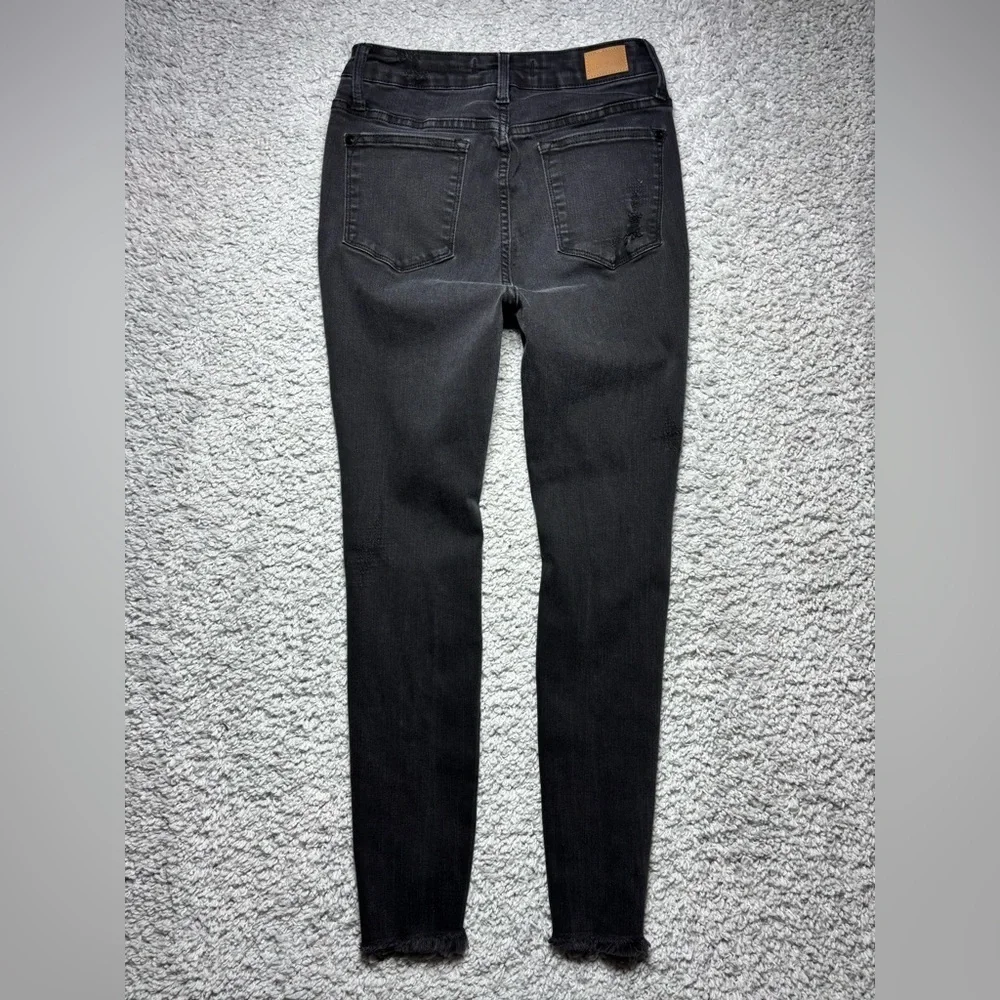 Judy Blue Jeans Womens 27 Skinny Fit Black Denim Distressed High Rise Raw Hem